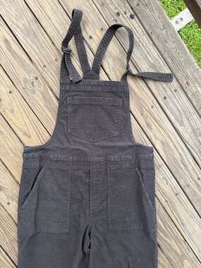 Aerie Charcoal Grey Corduroy Raw Hem Overalls Size S/P